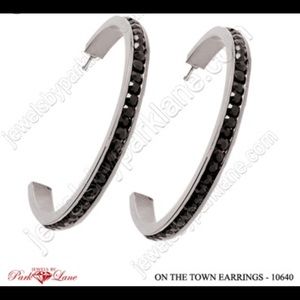 Park Lane Jet Crystal Hoop Earrings